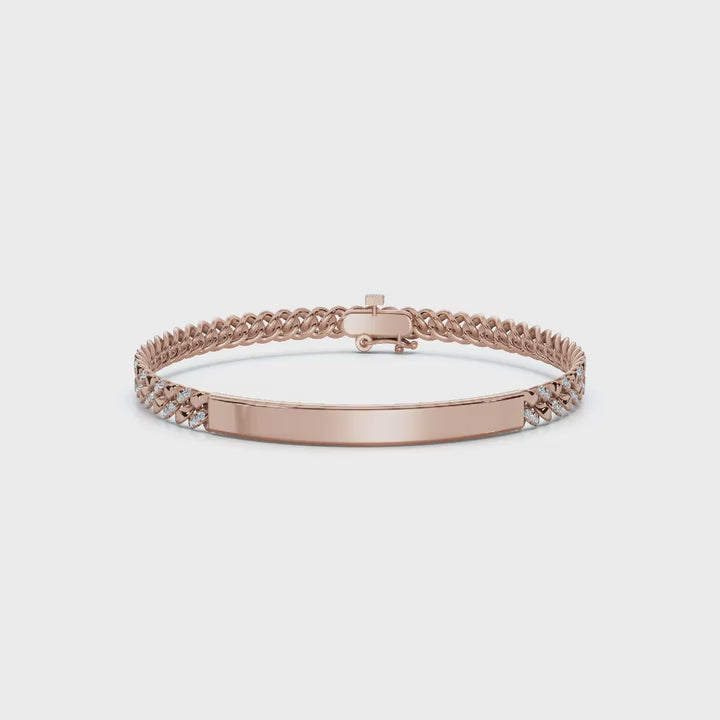 The Valencia ID: 0.75 CTW Round Lab-Grown Diamond Cuban Link Bracelet 14K-18K Gold/Platinum