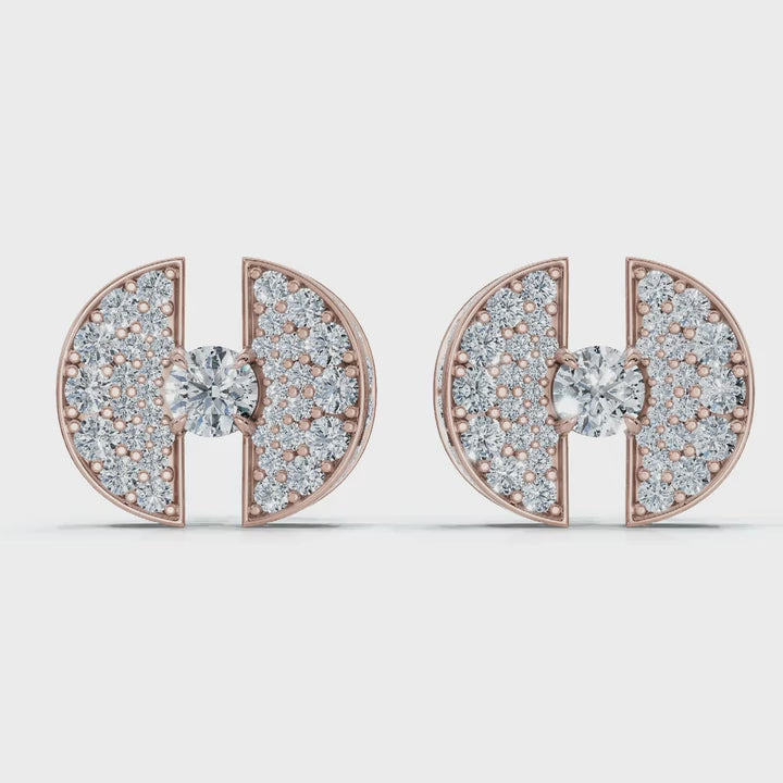 The Eclipse Split-Disc: 3.72 CTW Architectural Solitaire Stud Earrings 14K-18K Gold/Platinum