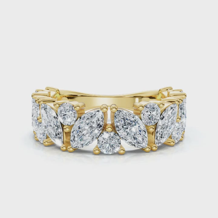The Mosaic: 2.02 CTW Mixed-Shape Marquise & Round Diamond Band in 14K Yellow Gold