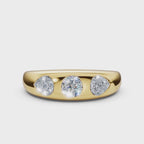 The Trinity Dome: Pear & Round Lab-Grown Diamond Flush Set Ring in 14K Yellow Gold