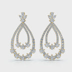 The Sovereign Pear: 8.36 CTW Double-Teardrop Chandelier Lab-Grown Diamond Earrings 14K-18K Diamond/Platinum