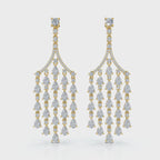 The Raindance Chandelier: 10.63 CTW Pear-Cut Waterfall Fringe Drop Earrings 14K-18K Gold/Platinum