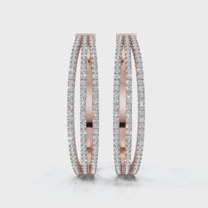 The Trinity Hoop: 1.72 - 2.50 CTW Triple-Row Lab-Grown Diamond Statement Hoops 14K-18K Gold/Platinum