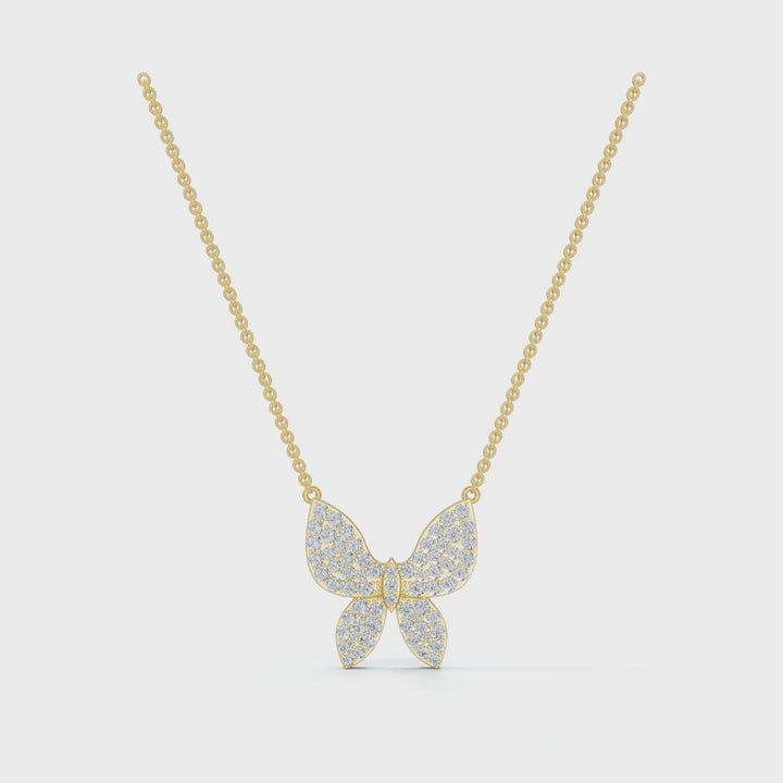 The Mariposa Pendant: 0.77 CTW Pavé Lab-Grown Diamond Butterfly Necklace Gold/Platinum