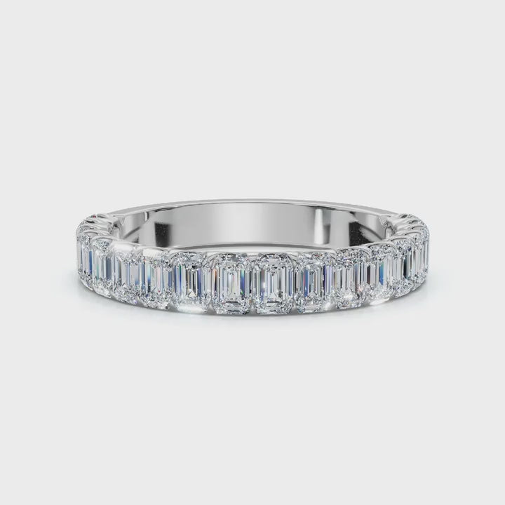 The Louvre: 1.62 CTW Emerald-Cut Diamond Scallop Eternity Band 14K-18K Gold/Platinum Bracelet
