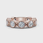 The Heirloom Halo: 2.25 CTW Milgrain Bezel Eternity Band in 18K Rose Gold Ring