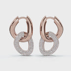 The Sovereign Interlock: 1.26 CTW Sculptural Pavé Link Huggie Drop Earrings 14K-18K Gold/Platinum