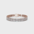 The Royal Lattice: 10.24 CTW Staggered Double-Row Diamond Tennis Bracelet 14K-18K Gold/Platinum