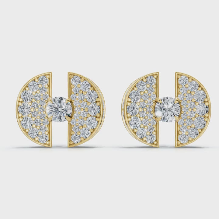 The Eclipse Split-Disc: 3.72 CTW Architectural Solitaire Stud Earrings 14K-18K Gold/Platinum