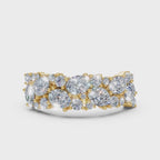 The Callista Band: 1.19 CTW Asymmetrical Oval & Round Lab-Grown Diamond Cluster Ring in 14K Yellow Gold