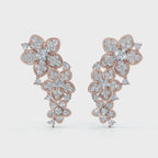 The Blossom Cascade: 3.30 CTW Lab-Grown Diamond Floral Crawler Studs 14K-18K Gold/Platinum