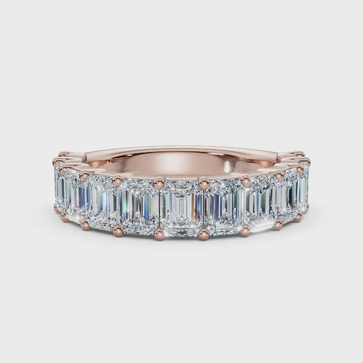 The Paradigm Band: 2.20 CTW Emerald-Cut Lab-Grown Diamond Ring in 18K Rose Gold