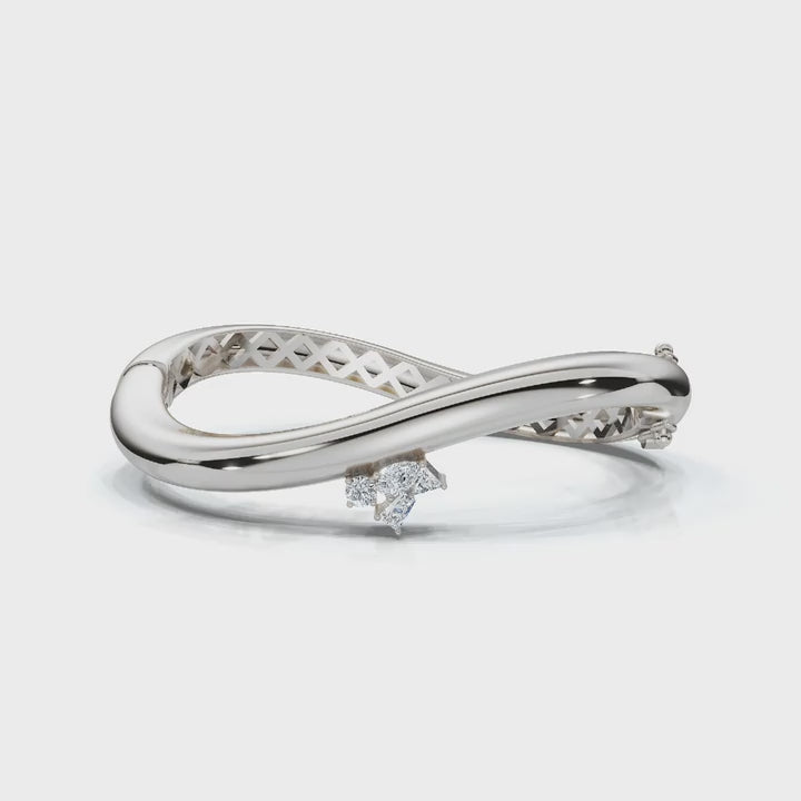 The Continuum Wave: Asymmetric Multi-Shape 0.50 CTW Diamond Ribbon Bangle 14K-18K Gold/Platinum