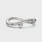 The Continuum Wave: Asymmetric Multi-Shape 0.50 CTW Diamond Ribbon Bangle 14K-18K Gold/Platinum