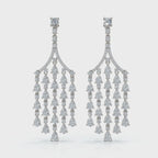 The Raindance Chandelier: 10.63 CTW Pear-Cut Waterfall Fringe Drop Earrings 14K-18K Gold/Platinum