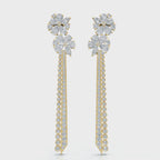 The Blossom Stiletto: 6.64 CTW Multi-Shape Floral Tassel Drop Earrings 14K-18K Gold/Platinum