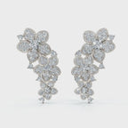 The Blossom Cascade: 3.30 CTW Lab-Grown Diamond Floral Crawler Studs 14K-18K Gold/Platinum