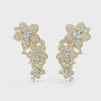 The Blossom Cascade: 3.30 CTW Lab-Grown Diamond Floral Crawler Studs 14K-18K Gold/Platinum