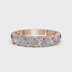 0.76 CTW Entwined Multi-Halo Diamond Band in 18K Rose Gold Ring