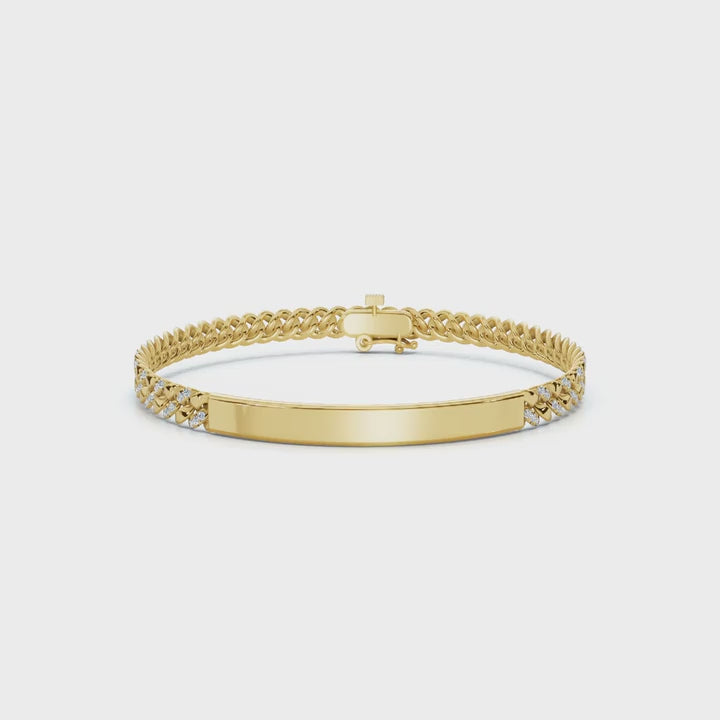 The Valencia ID: 0.75 CTW Round Lab-Grown Diamond Cuban Link Bracelet 14K-18K Gold/Platinum