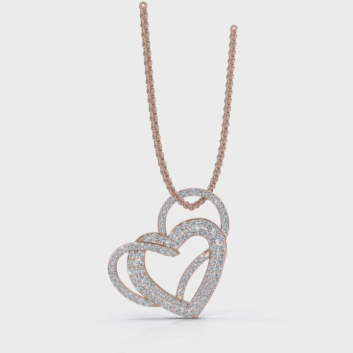 The Amara Pendant: 0.61 CTW Interlocking Double Heart Lab-Grown Diamond Necklace Gold/Platinum