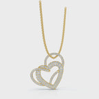 The Amara Pendant: 0.61 CTW Interlocking Double Heart Lab-Grown Diamond Necklace Gold/Platinum