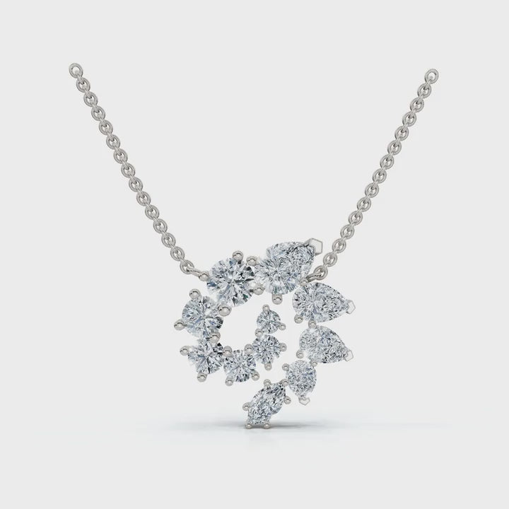 The Aurora Pendant: 2.89 CTW Multi-Shape Lab-Grown Diamond Spiral Galaxy Necklace (14K Gold/Platinum)