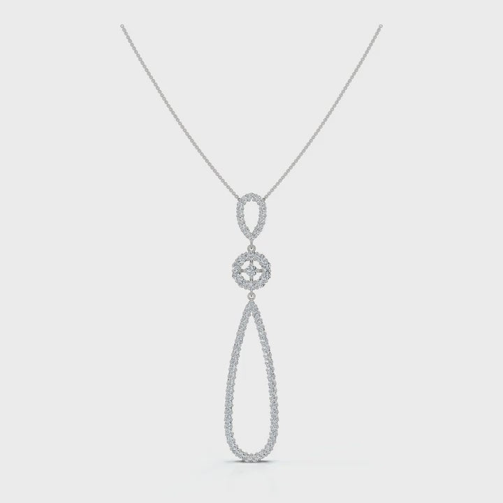 The Grand Cascade: 0.53 CTW Articulated Triple-Drop Diamond Pendant 14K-18K Gold/Platinum Necklace