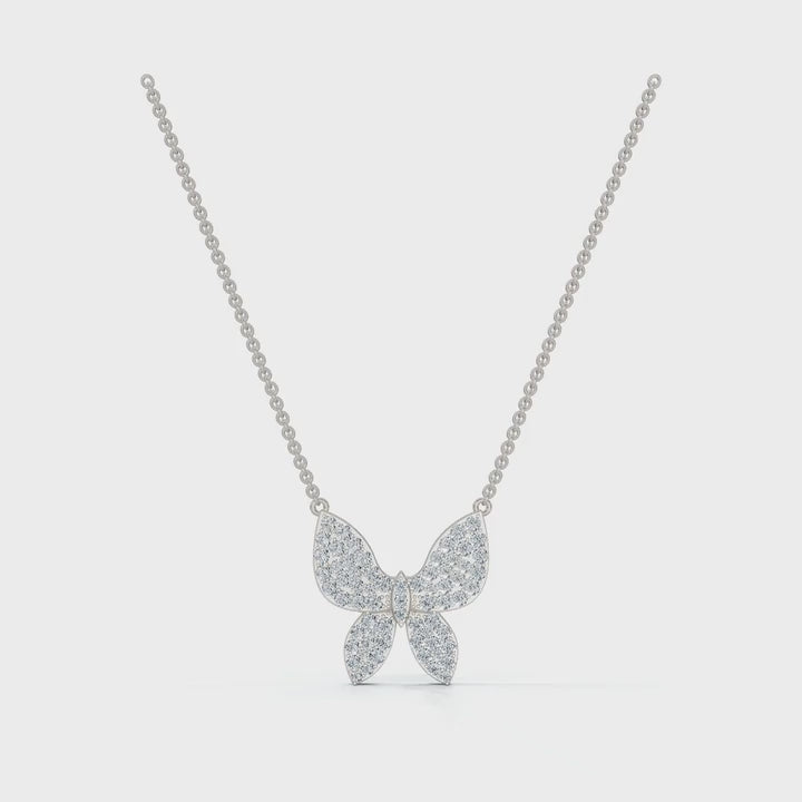 The Mariposa Pendant: 0.77 CTW Pavé Lab-Grown Diamond Butterfly Necklace Gold/Platinum