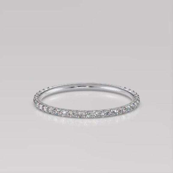 The Whisper: 1.2mm Micro-Pavé Lab-Grown Diamond Eternity Band in Premium Platinum Ring