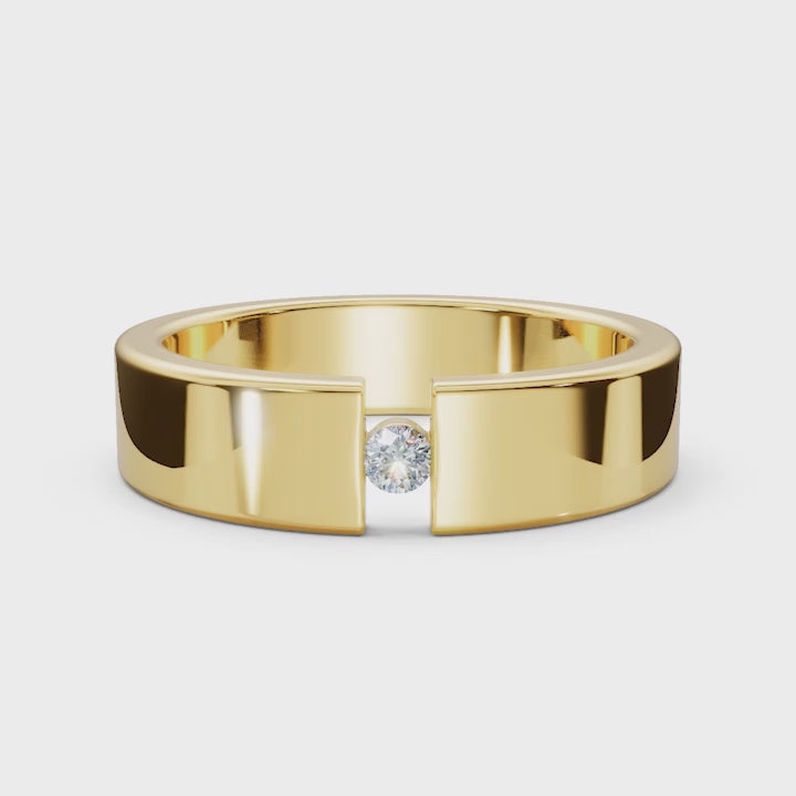 The Apex: 4.2mm Tension-Set Floating Diamond Band in 14K Yellow Gold Ring