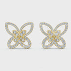 The Mariposa Silhouette: 1.06 CTW Layered Diamond Butterfly Statement Stud Earrings Gold/Platinum