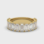 The Empress Cascade: 3.77 CTW Emerald-Cut Diamond Shared-Prong Band in 14K Yellow Gold Ring
