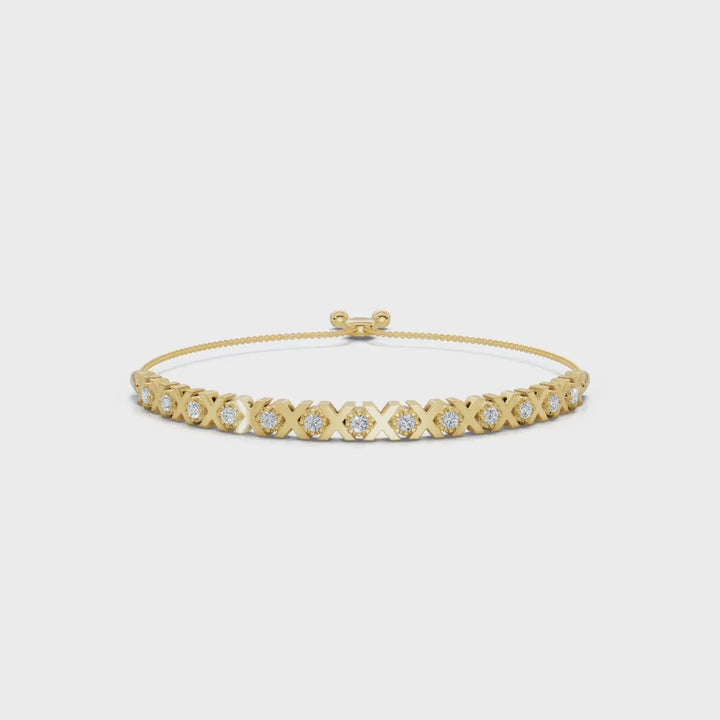 The Amore XO: 0.39 CTW Round Lab-Grown Diamond Alternating Hugs & Kisses Bolo Bracelet