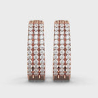 The Empress Triple-Row: 1.22 CTW Lab-Grown Diamond Pavé Huggie Hoops 14K-18K Gold/Platinum