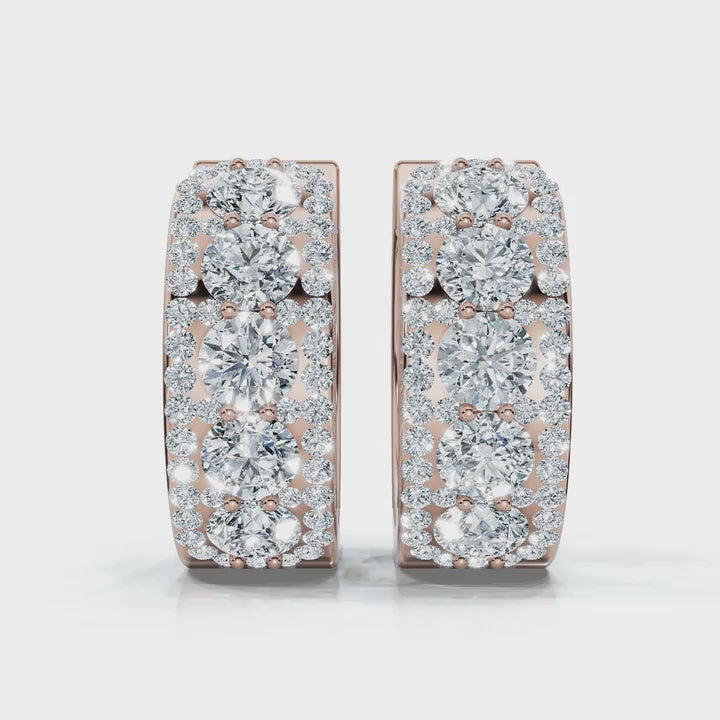 The Royal Halo Wide-Band: 2.12 CTW Lab-Grown Diamond Huggie Hoops 14K-18K Gold/Platinum