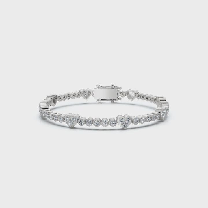 The Heartstrings Station: 1.89 CTW Bezel & Sweetheart Diamond Tennis Bracelet 14K-18K Gold/Platinum