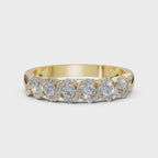 0.76 CTW Round Diamond Interlocking Scalloped Halo Band in 18K Yellow Gold Ring