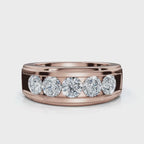 The Vanguard: 0.95 CTW Five-Stone Channel-Set Diamond Band in 18K Rose Gold Ring