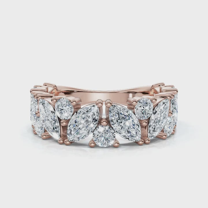 The Mosaic: 2.02 CTW Mixed-Shape Marquise & Round Diamond Band in 14K Rose Gold rING