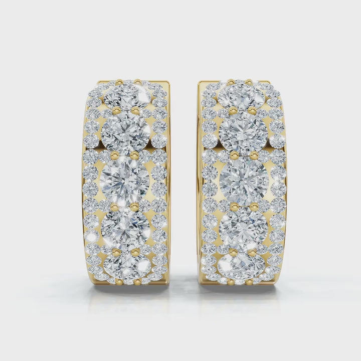 The Royal Halo Wide-Band: 2.12 CTW Lab-Grown Diamond Huggie Hoops 14K-18K Gold/Platinum