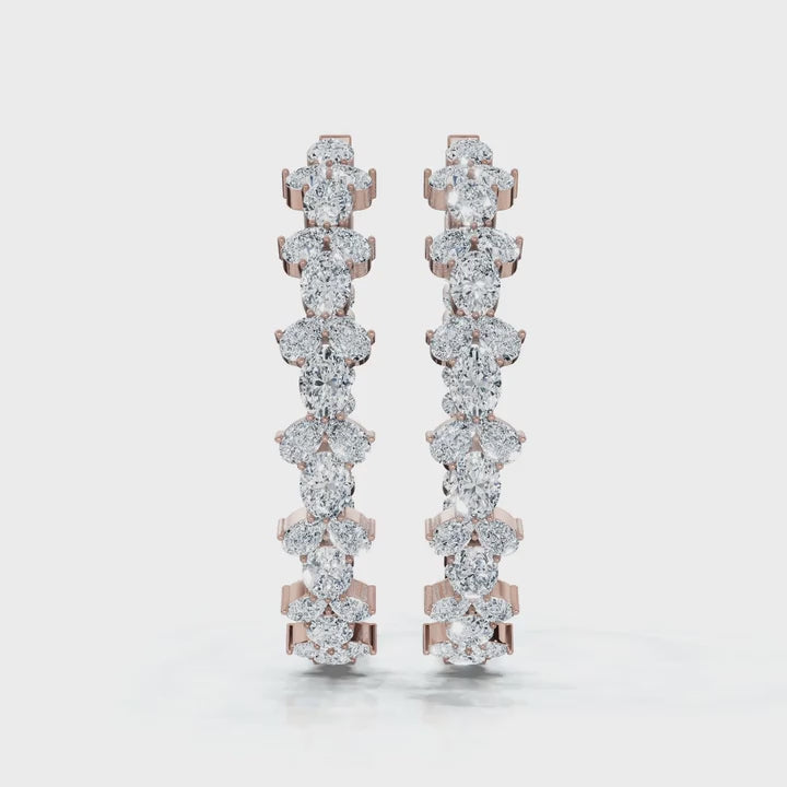 The Sovereign Mosaic: 7.84 CTW Mixed-Cut Multi-Shape Inside-Out Diamond Hoop Earrings 14K-18K Gold/Platinum
