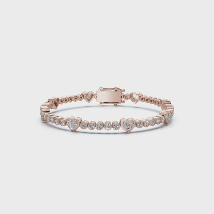 The Heartstrings Station: 1.89 CTW Bezel & Sweetheart Diamond Tennis Bracelet 14K-18K Gold/Platinum