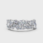 The Callista Band: 1.19 CTW Asymmetrical Oval & Round Lab-Grown Diamond Cluster Ring in 18K White Gold