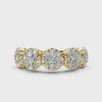 The Stella Band: 0.98 CTW Round Brilliant Lab-Grown Diamond Five-Cluster Ring in 14K Yellow Gold