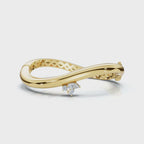 The Continuum Wave: Asymmetric Multi-Shape 0.50 CTW Diamond Ribbon Bangle 14K-18K Gold/Platinum
