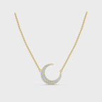 The Artemis Crescent: 0.50 CTW Micro-Pavé Diamond Stationary 14K-18K Gold/Platinum Necklace