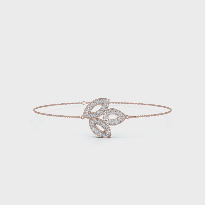 The Ivy Charm: 0.28 CTW Triple-Leaf Pavé Lab-Grown Diamond Chain Bracelet 14K-18K Gold/Platinum