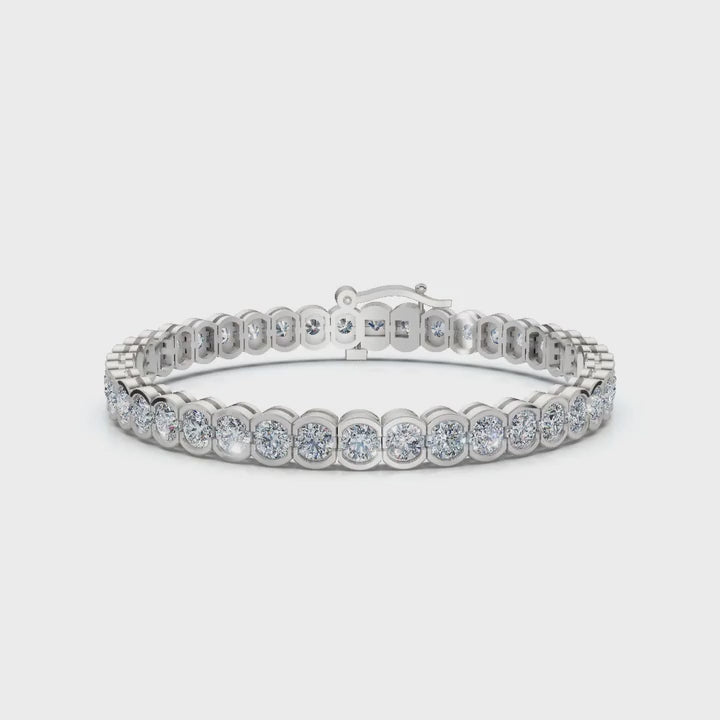 The Horizon Link: 2.03 CTW Half-Bezel Diamond Tennis Bracelet 14K-18K Gold/Platinum