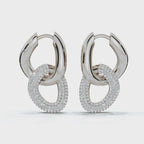 The Sovereign Interlock: 1.26 CTW Sculptural Pavé Link Huggie Drop Earrings 14K-18K Gold/Platinum